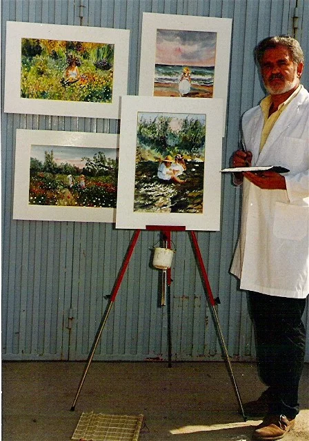 El artista con sus acuarelas